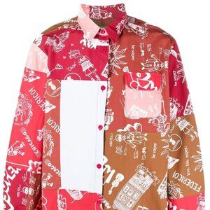 KidSuper "What Do You Want To Do Before You Die?" Button Down Patchwork Shirt